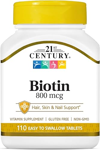 21st Century Biotin Tabletas 800 mcg 110 unidades Paquete de 3