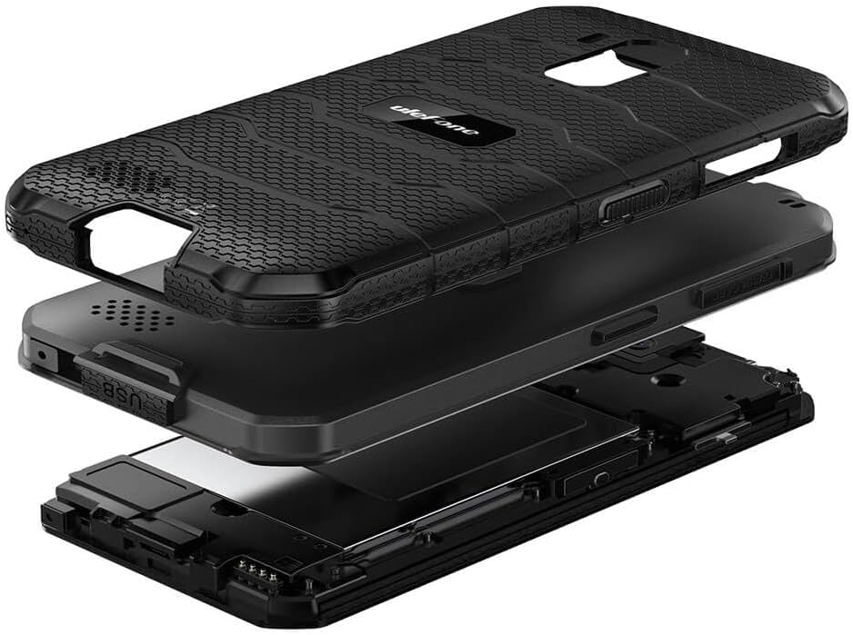 Ulefone Armor X7 Pro exploded view showing internal components and rugged layers