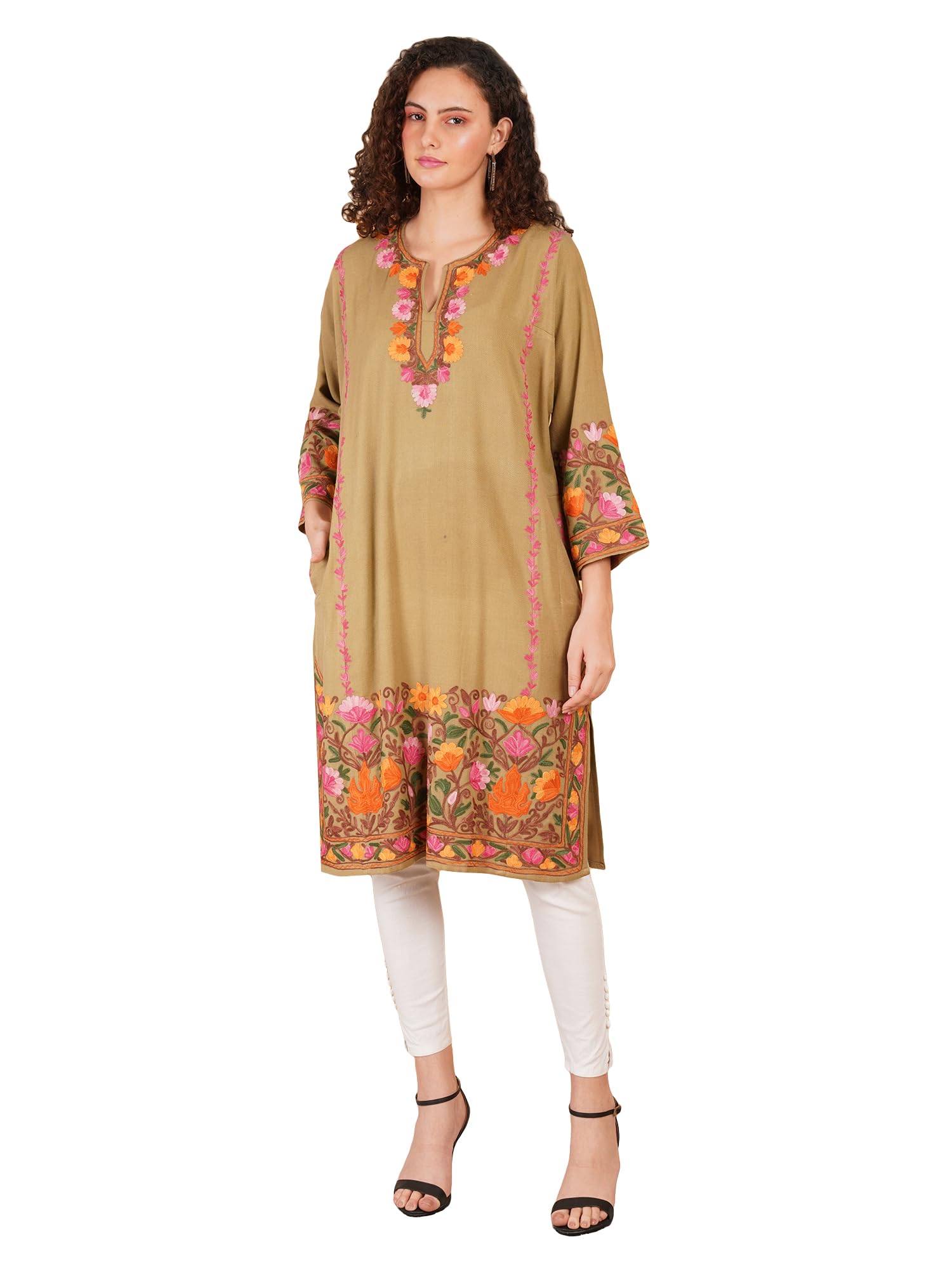 craftbazar Kashmiri Embroidered Cashmilon Phiren Designer Multi-picture-15