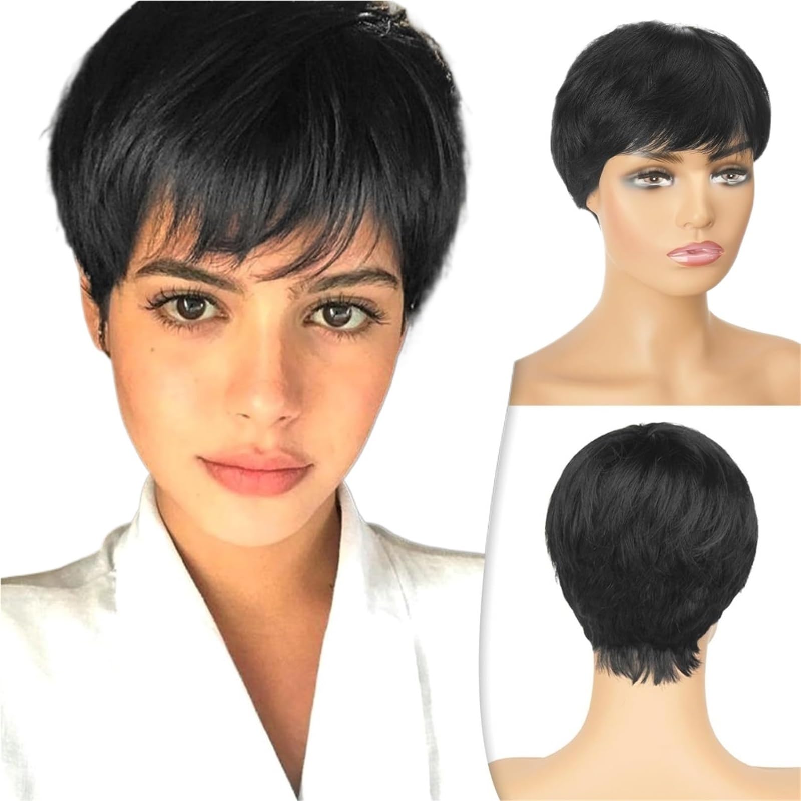 LIBANGRONG-888 Wigs Women's Short Wig With Neat And Hair Style, Easy To Maintain For Commuting Natural wig