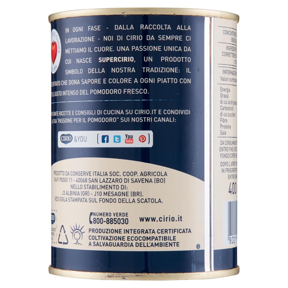 24er-Pack Cirio Concentrato Di Pomodoro,Tomatenkonzentrat,100% Italienische Tomaten,400g Dose + Beni Culinari Kostenloser Schlüsselanhänger