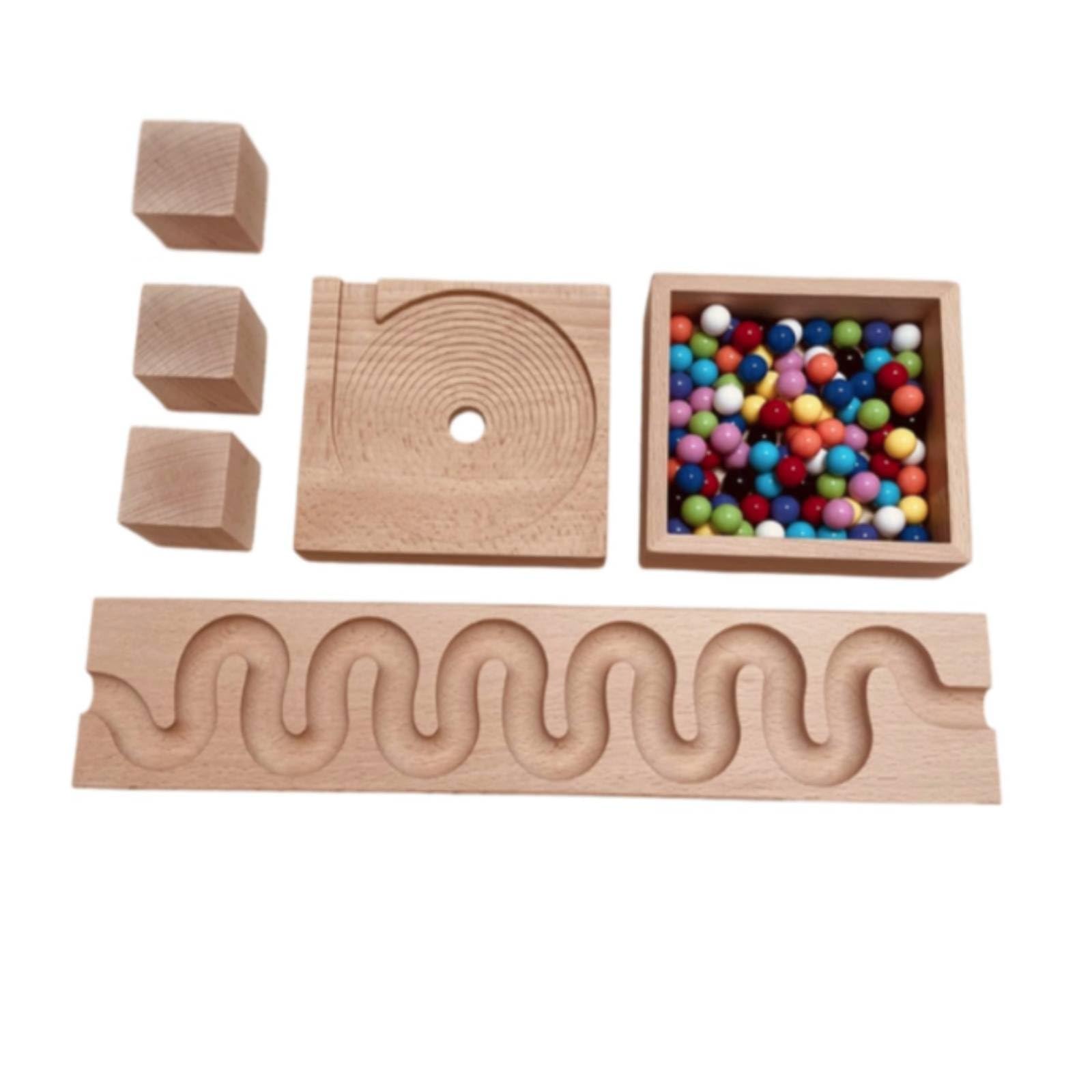 Murmelbahn Holz Kinder Bausteine Kugelbahn Lernspiel Holzspielzeug mit Spiralbrett Und Mitte Öffnung aus Buchenholz Und Stahl für Vorschule Klassenzimmer Eltern Kind Interaktion