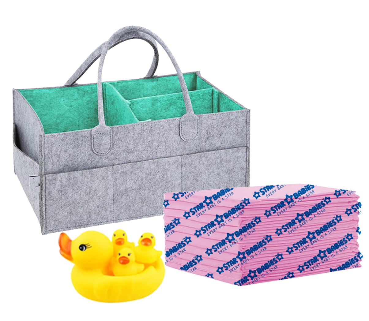 Star Babies (Caddy Diaper Organizer, Changing mat 10pcs with Rubber Duck toy Free)
