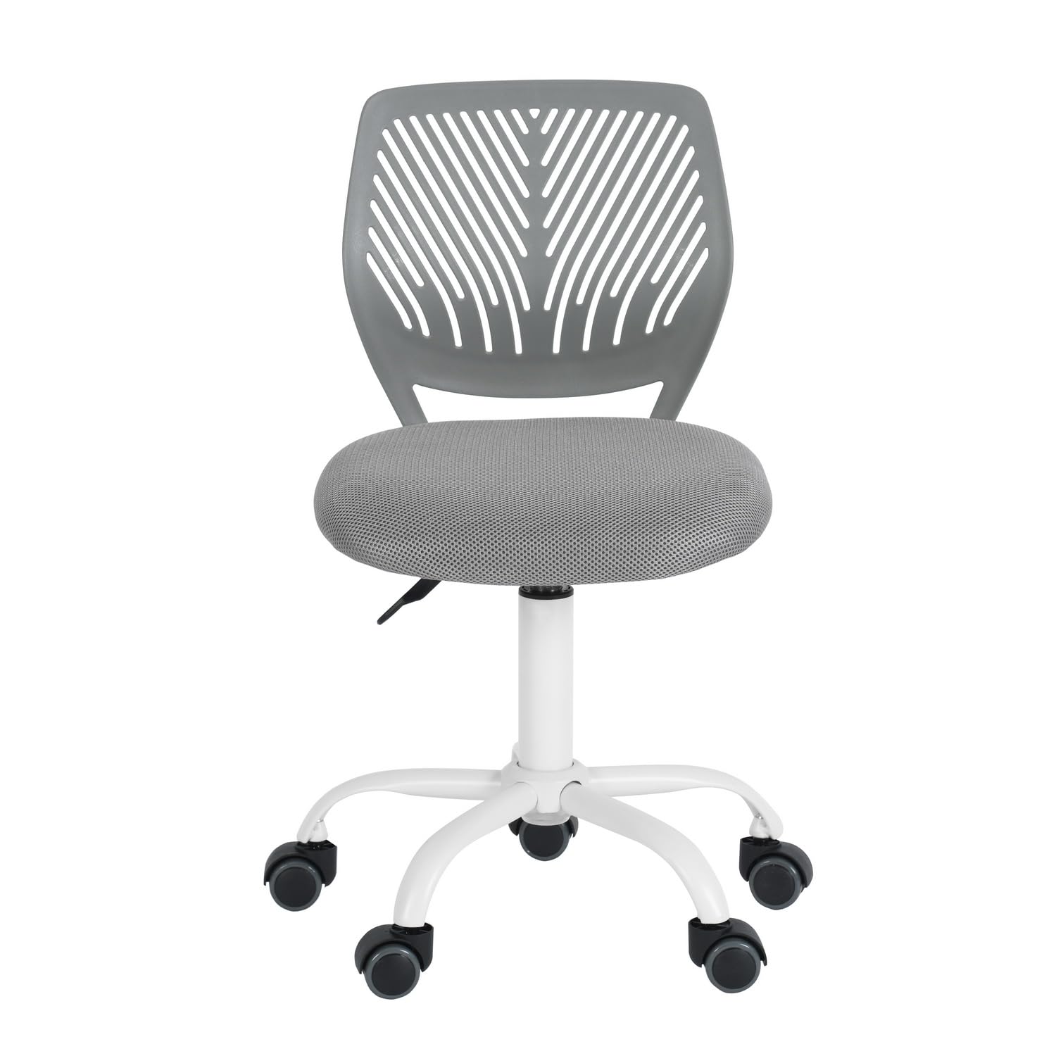 FurnitureR Moderna Silla de Oficina Ajustable sin reposabrazos para jóvenes Alumnos, Silla giratoria ergonómica Ajustable para Escribir en casa, Gris