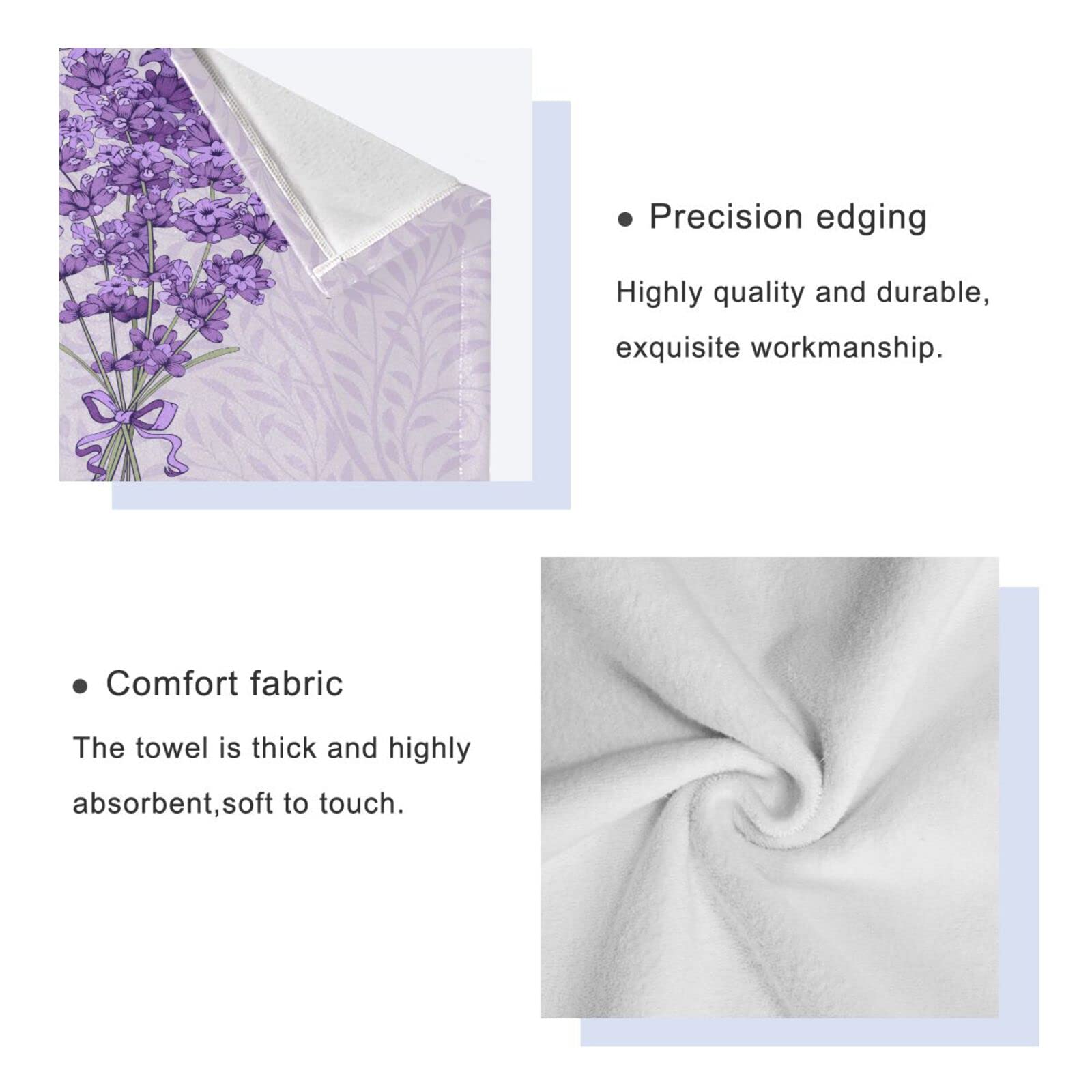 ALAZA Lavendel Handtuch-Set - 2 Stück, 100% Baumwolle, Superweich & Saugstark, 40 X 75 Cm