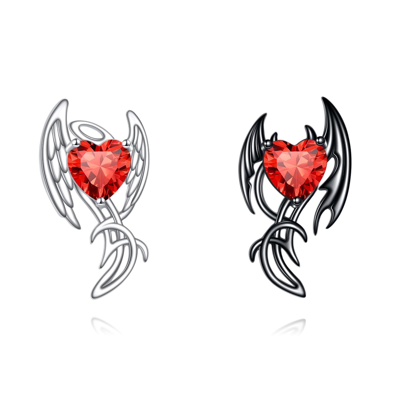 Angel Devil Ohrringe 925 Sterling Silber Zirkon Engel Flügel Schmuck Engel Teufel Flügel Schmuck Gothic Ohrringe Geschenke für Frauen
