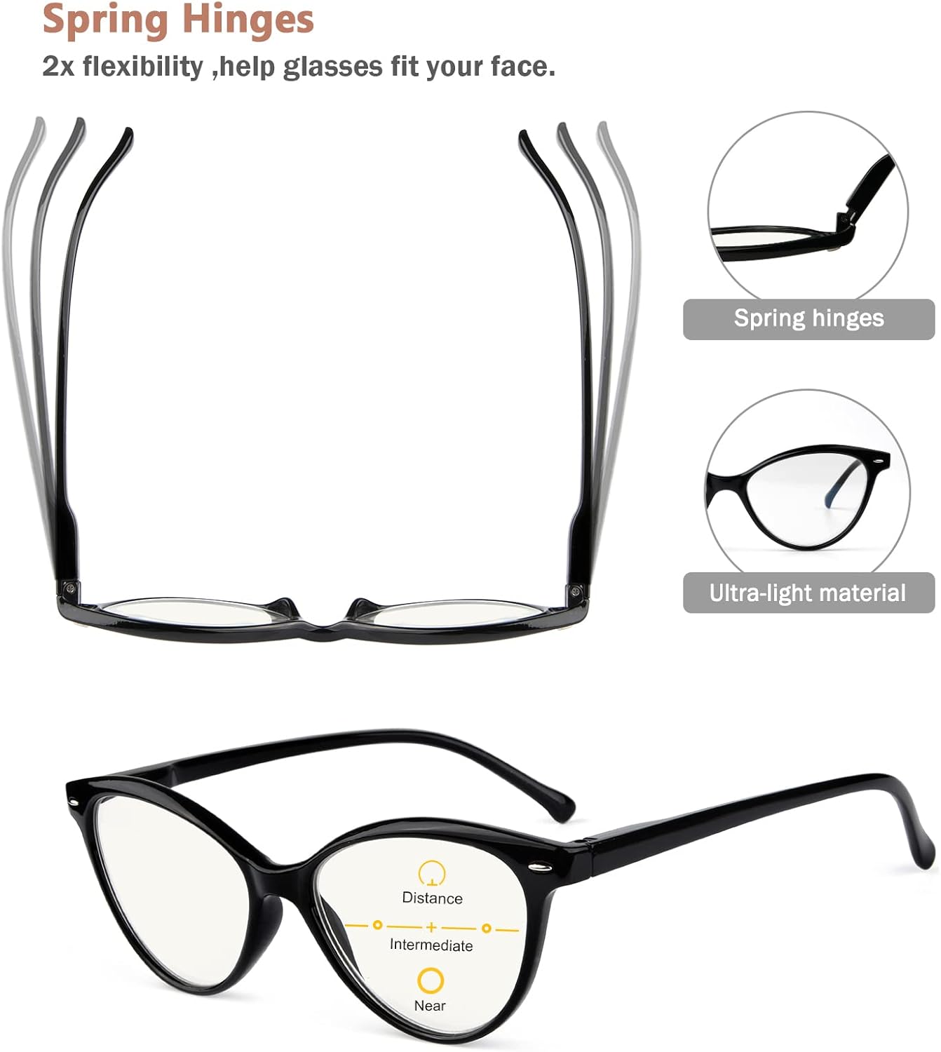 Eyekepper 4-Pack Progressive Multifocus Reading Glasses Blue Light Blocking Women No Line Multifocal Readers