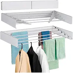 60 CM Varal de Parede Mágico Retrátil Dobrável Alumínio