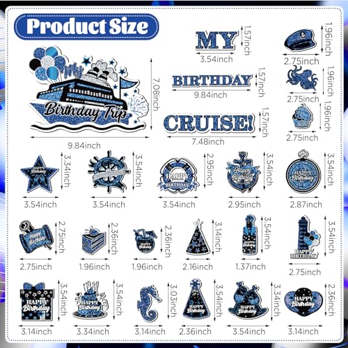 Imanes decorativos barco cumpleaños azul negro plata miniatura 7