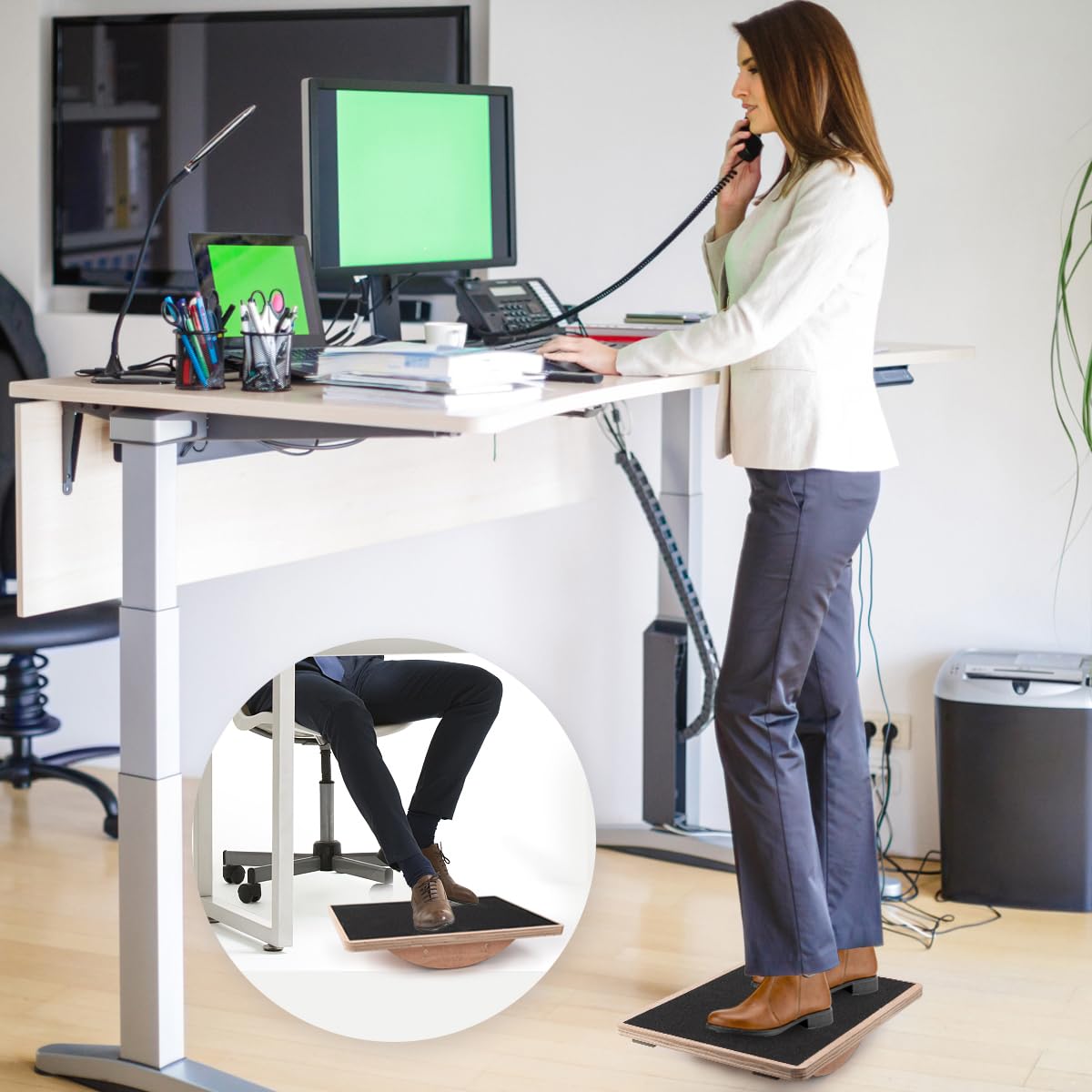 Balance Board Wobble Board for Adults Anti-Slip Balance Board for Physical Therapy Standing Desk Core Strength Wooden Balance Board Rocker Board