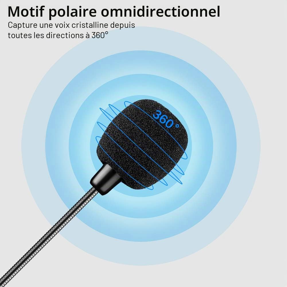 Microphone USB sans Fil pour Ordinateur Portable et Ordinateur de Bureau, avec col de Cygne et Carte Son intégrée, Compatible avec Windows PC et Mac, Petite Taille, prêt à l'emploi, Microphone à