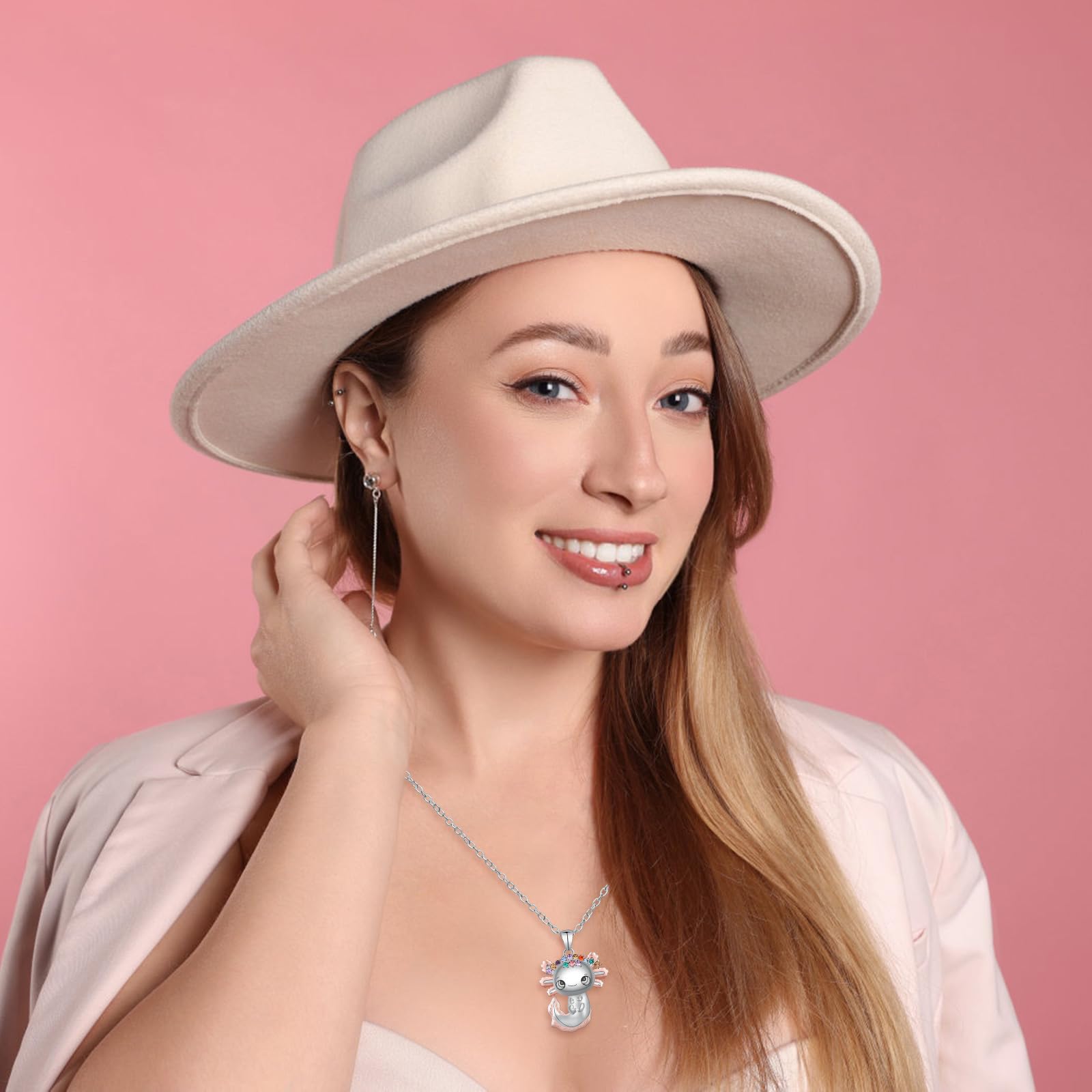 Aleación Collar de Ajolote de Cristal - Moderno Colgante Salamandra, Regalo Ideal para Niños y Niñas, Perfecto para Cumpleaños, Navidad y Graduación