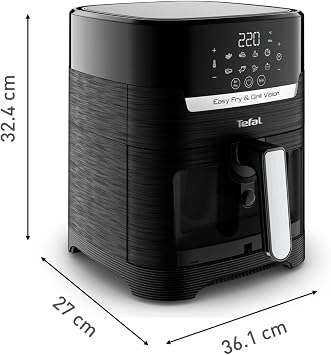 Tefal Easy Fry & Grill Vision Heißluftfritteuse 42 L – 2-in-1 Airfryer mit Sichtfenster & Grillplatte Extra-Crisp Technologie 8 Programme Präzisions-Touchscreen schnell & energiesparend EY5068