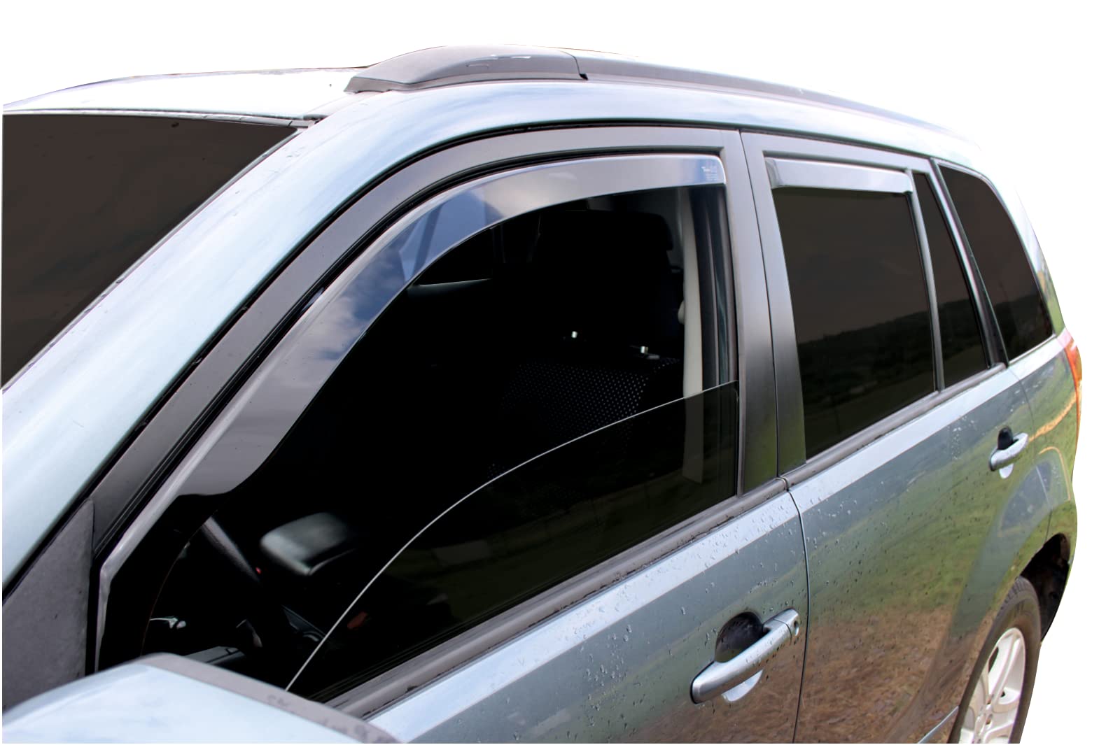 J&J AUTOMOTIVE Deflettori d'Aria per Suzuki Grand Vitara 5-Porte 2005-2015, Set da 4 Pezzi, Nero Fumé Oscurato Heko