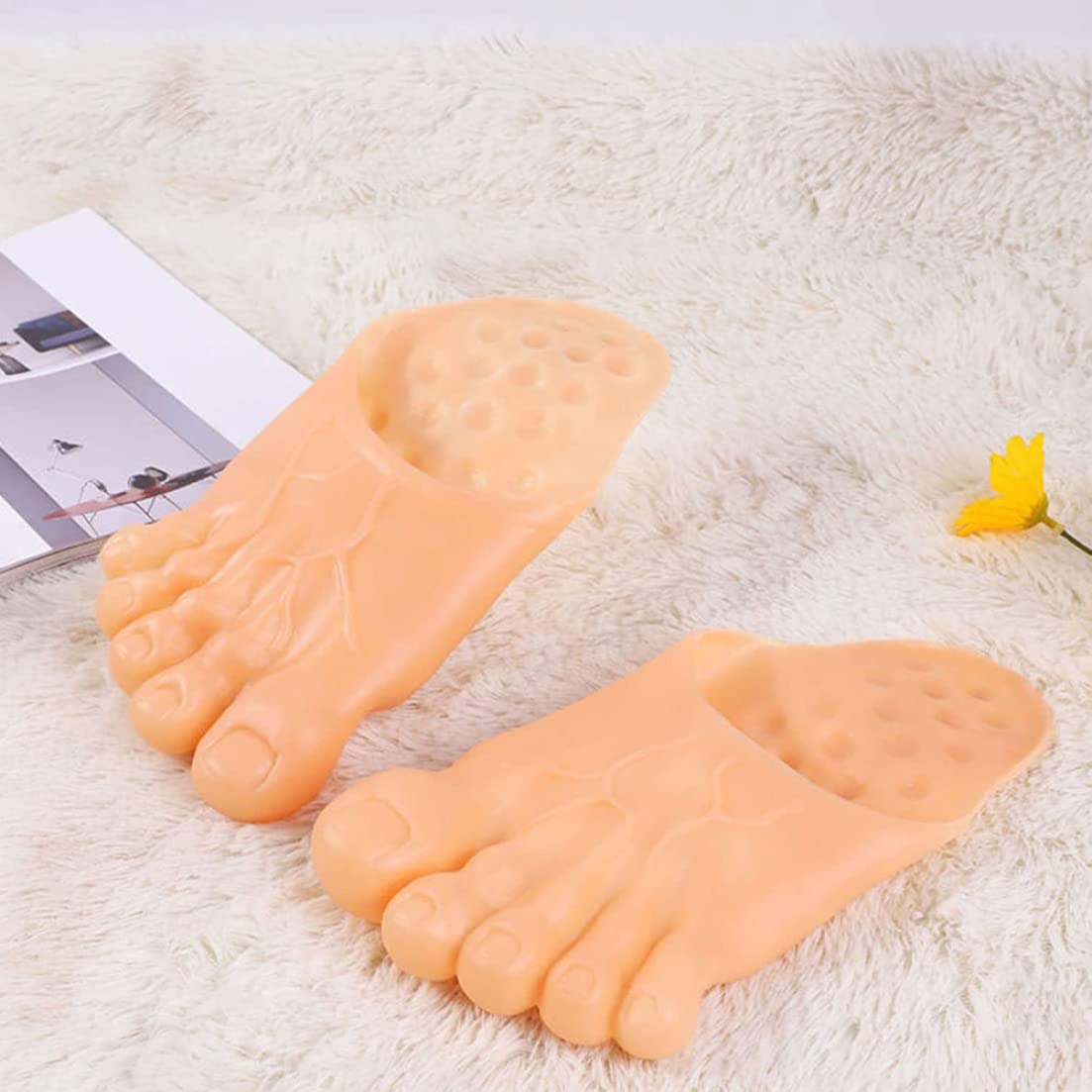 Chaussons Pieds Géants Halloween Les-Theresa | Accessoire Déguisement Humour - Couleur Chair
