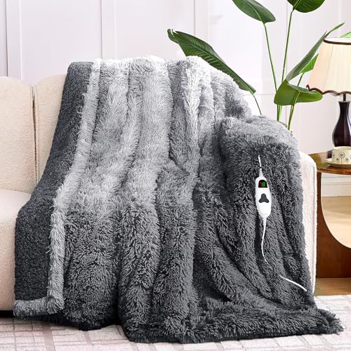 RUJIPO Heated Electric Blanket Throw–Faux Fur with Soft Thick Sherpa,Warm Winter Birthday Gifts...