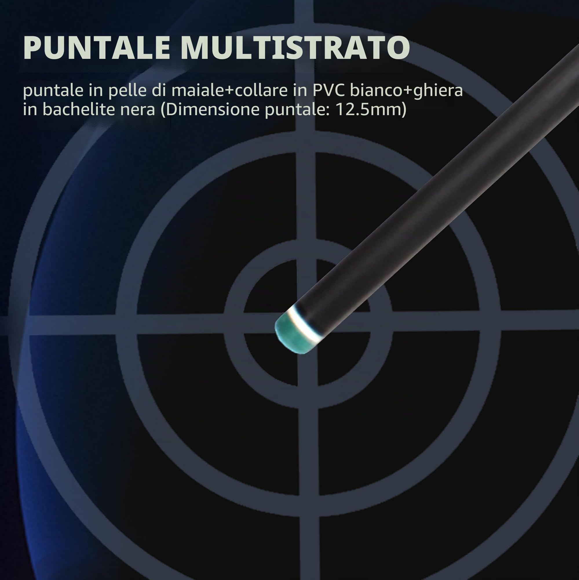 OKHEALING Stecca da biliardo in fibra di carbonio, testa da 12,9 mm, testa in bachelite nera, arti anteriori in fibra di carbonio da 737 mm, 540-567 g, adatta per giocatori di biliardo professionisti