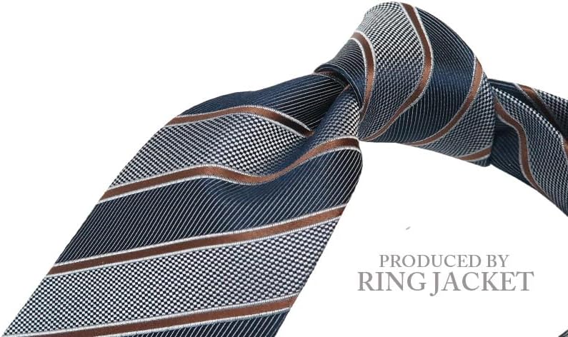 [リングヂャケット] [ PRODUCED BY RING JACKET ] ストライプタイ (ネイビー&times;シルバーグレー系&times;ライトブ