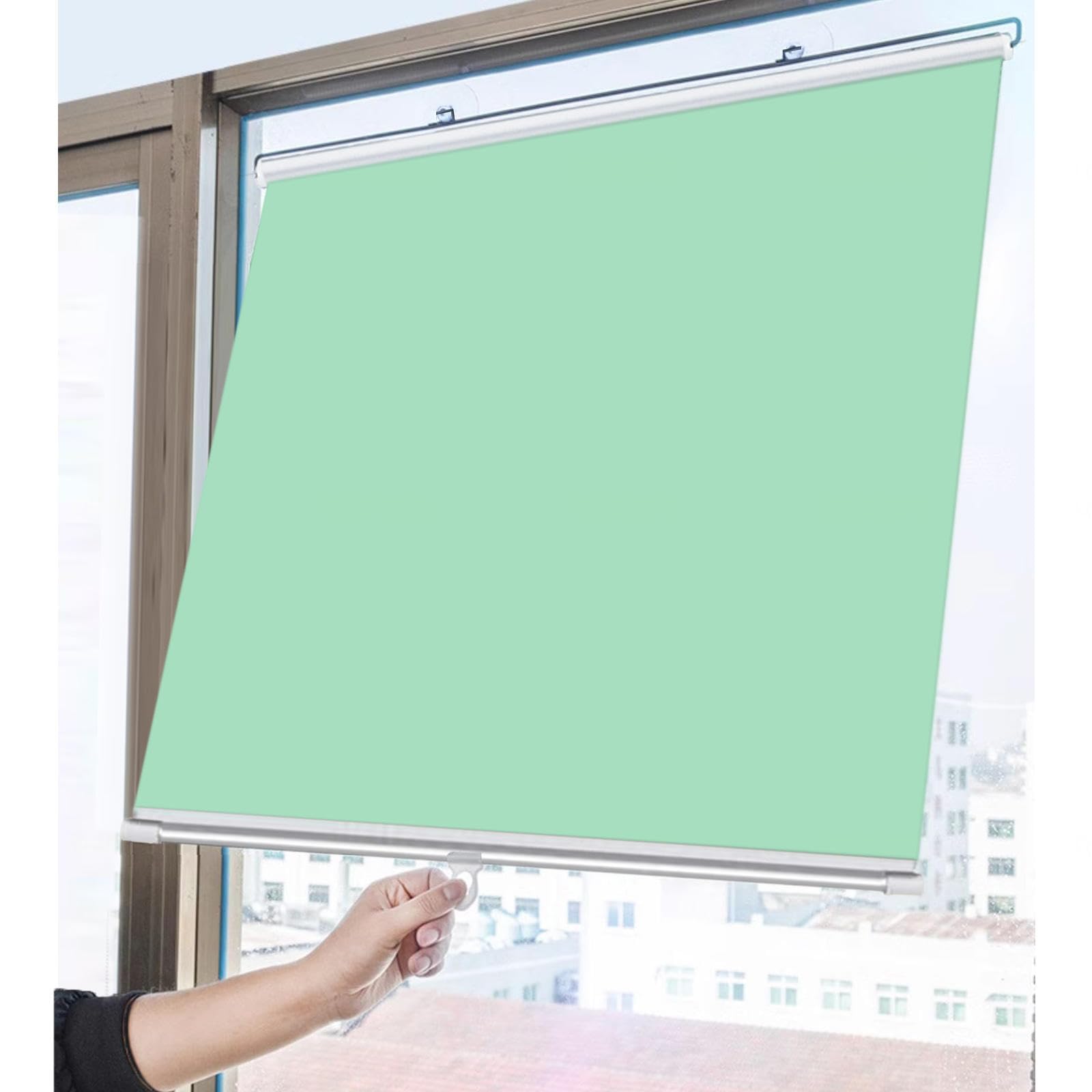 Sunshade Roller Blinds, Suction Cup Blackout Roller Shades, Thermal Window Roller Shades, Blackout Curtains 40/45/50/68/74cm, Temporary Blinds Without Drilling,green-45x125cm/17.7 * 49in