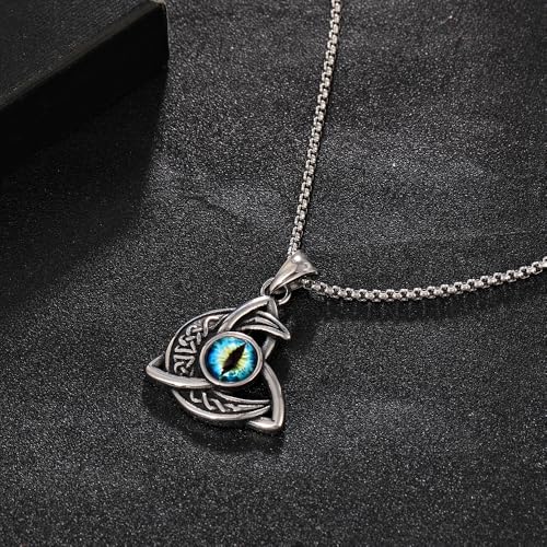 YWMAN Celtic Moon Necklace, Celtic Knot Dragon Eye Pendant, Irish Trinity Triquetra Necklace Jewelry Gifts for Men Women4