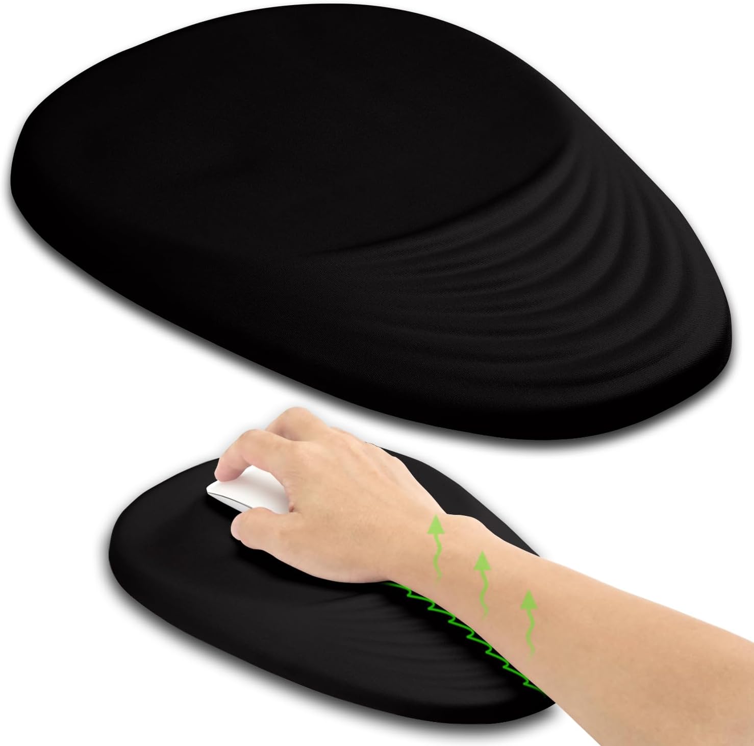 Armanza Ergonomic Joint Wrist Support Mouse Pad With Memory Foam Cushion Massage Bump, Carpal Tunnel Pain Relief Mousepad Slope Design For Wrist Rest, 11.8x7.9 In, Black