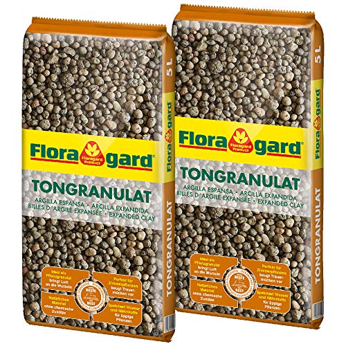 Floragard Blähton Tongranulat zur Drainage 2 x 5 L, Hydrokultursubstrat