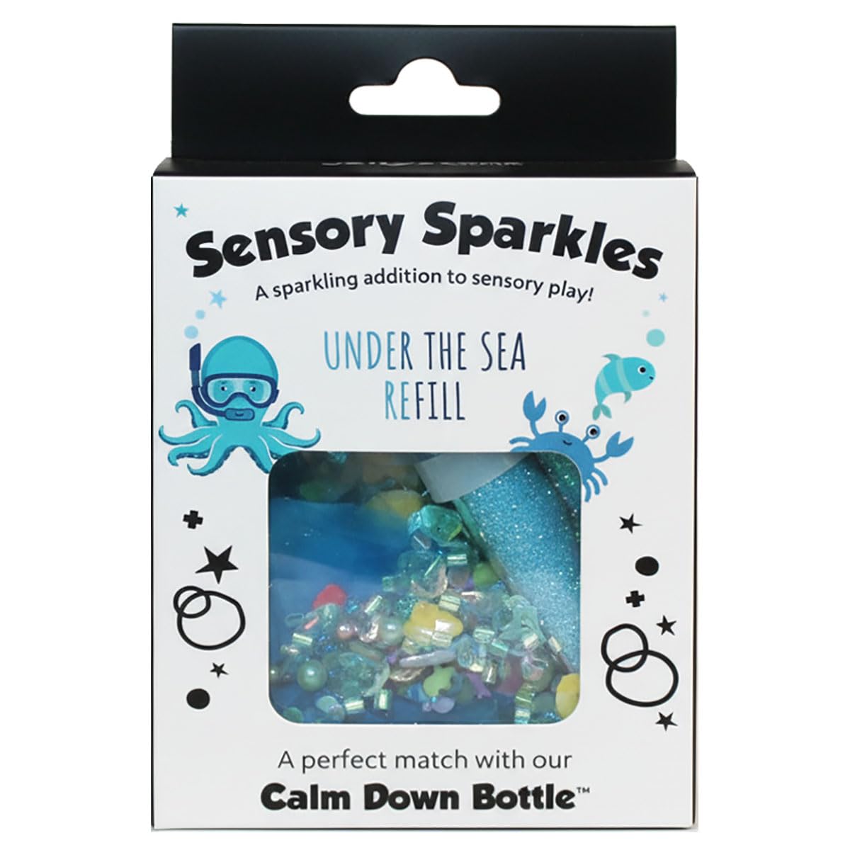 Jellystone Calm Down Sensory Sparkles Under the Sea Refill Kit for Bottle – Ocean Theme Sensory Play Kit for Kids, Glitter, Beads & Charms for DIY Sensory Bottles