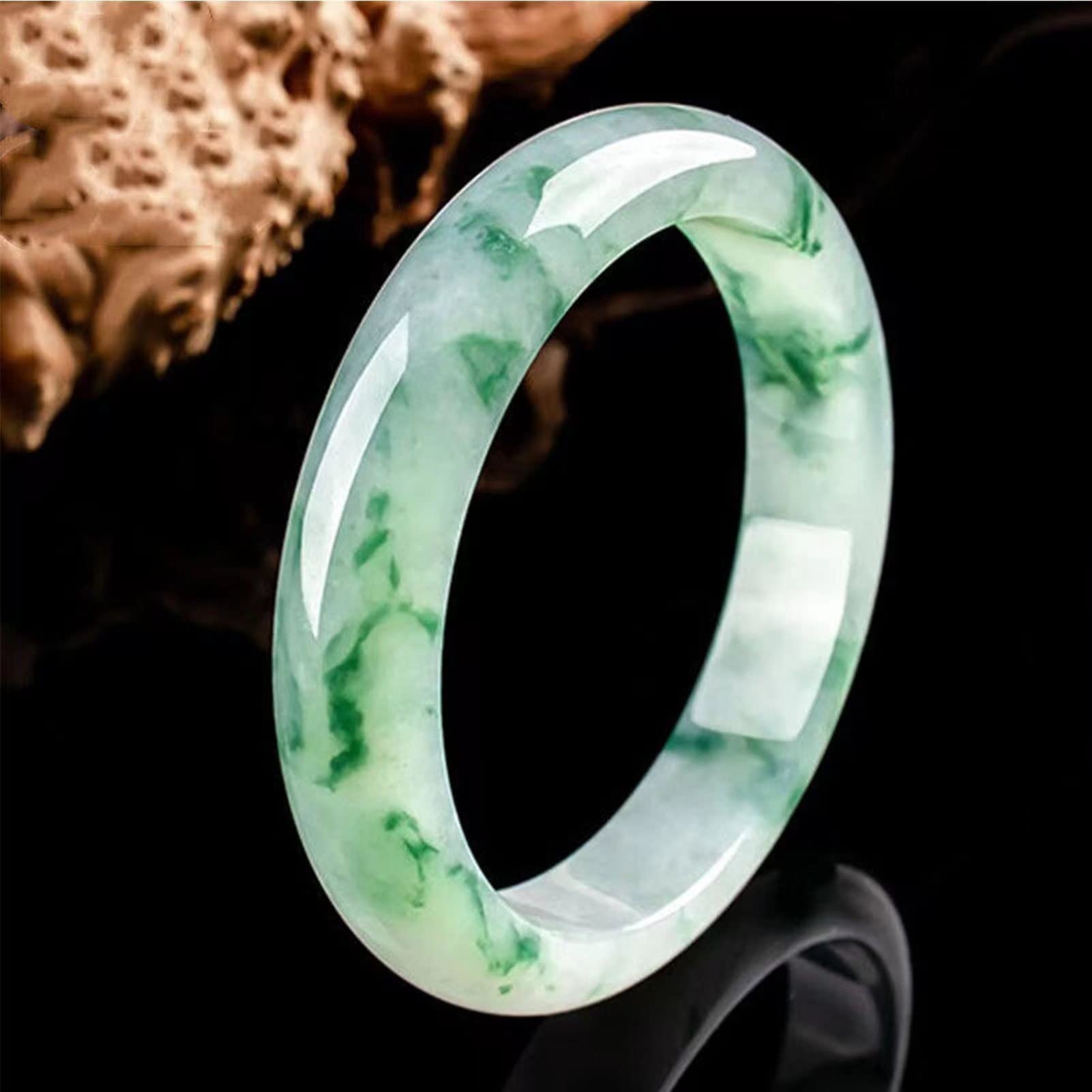 Pulsera de Jade de Jade Natural para Mujeres Pulsera de Jade de la Barra de la Barra del Hielo para Mujeres (Color: Verde, tamaño: 63 mm)