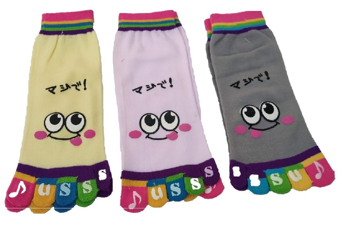 Women's Prime Smile Cotton 5 Fingers Trainer Toe Ankle Sport Socks (Multicolour, Free Size) -Set of 3 Pairs-image-10