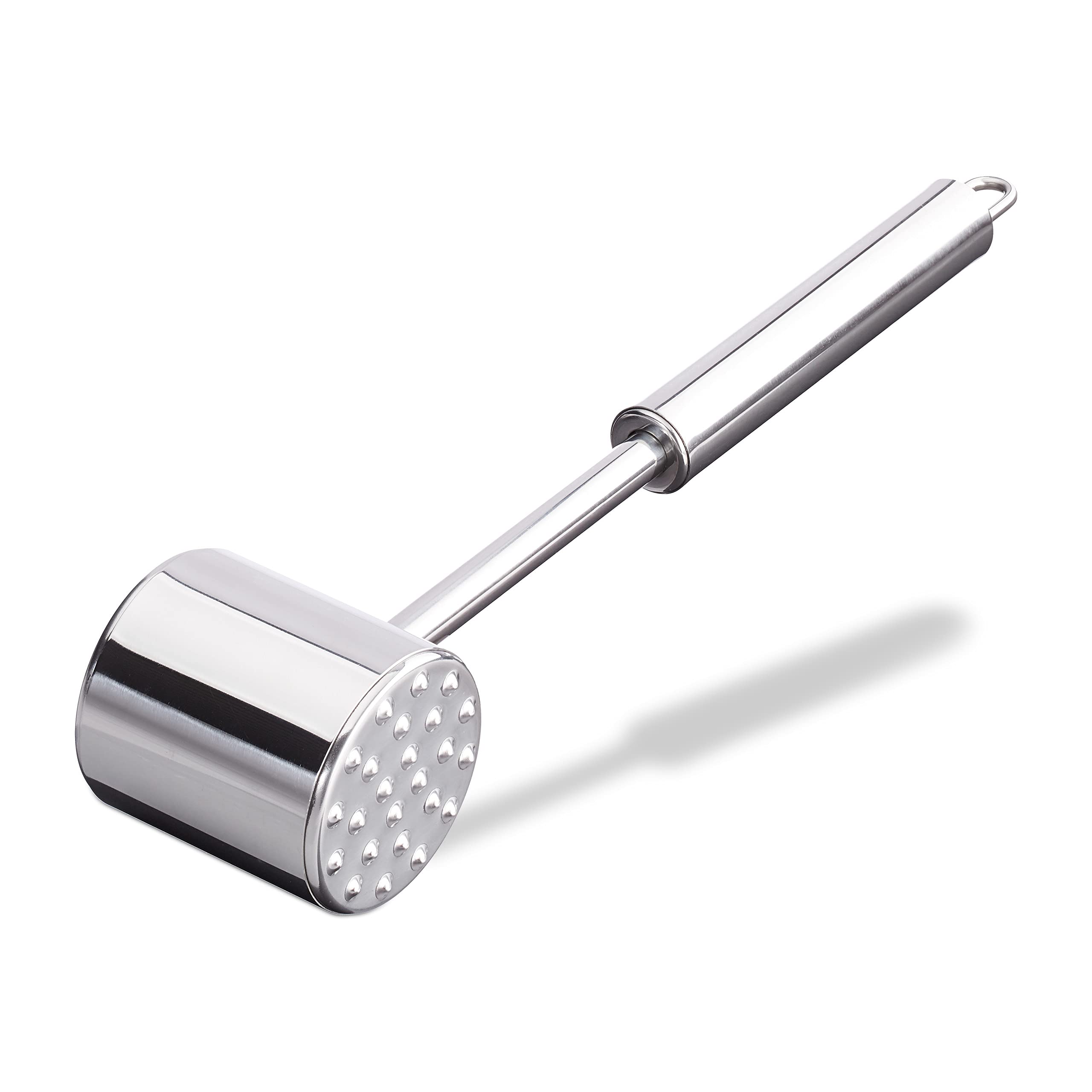 Relaxdays Profi Fleischklopfer, doppelseitig, Fleischhammer für Schnitzel, Steak, 28cm lang, rostfrei, Edelstahl, Silber