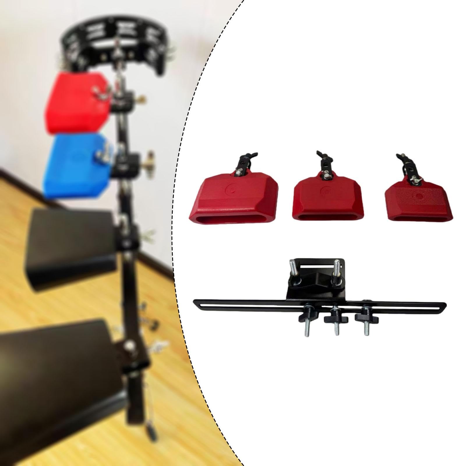 Set di Campanacci Da 4", 5" E 6" con Supporto, Strumento Robusto per L'insegnamento, Set di Batteria per Esibizioni in Festival, Rosso