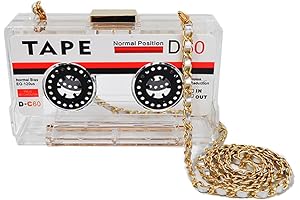 Novelty Purse: Retro-chic Tape Shaped Shoulder Bag with Built-in Radio Recorder