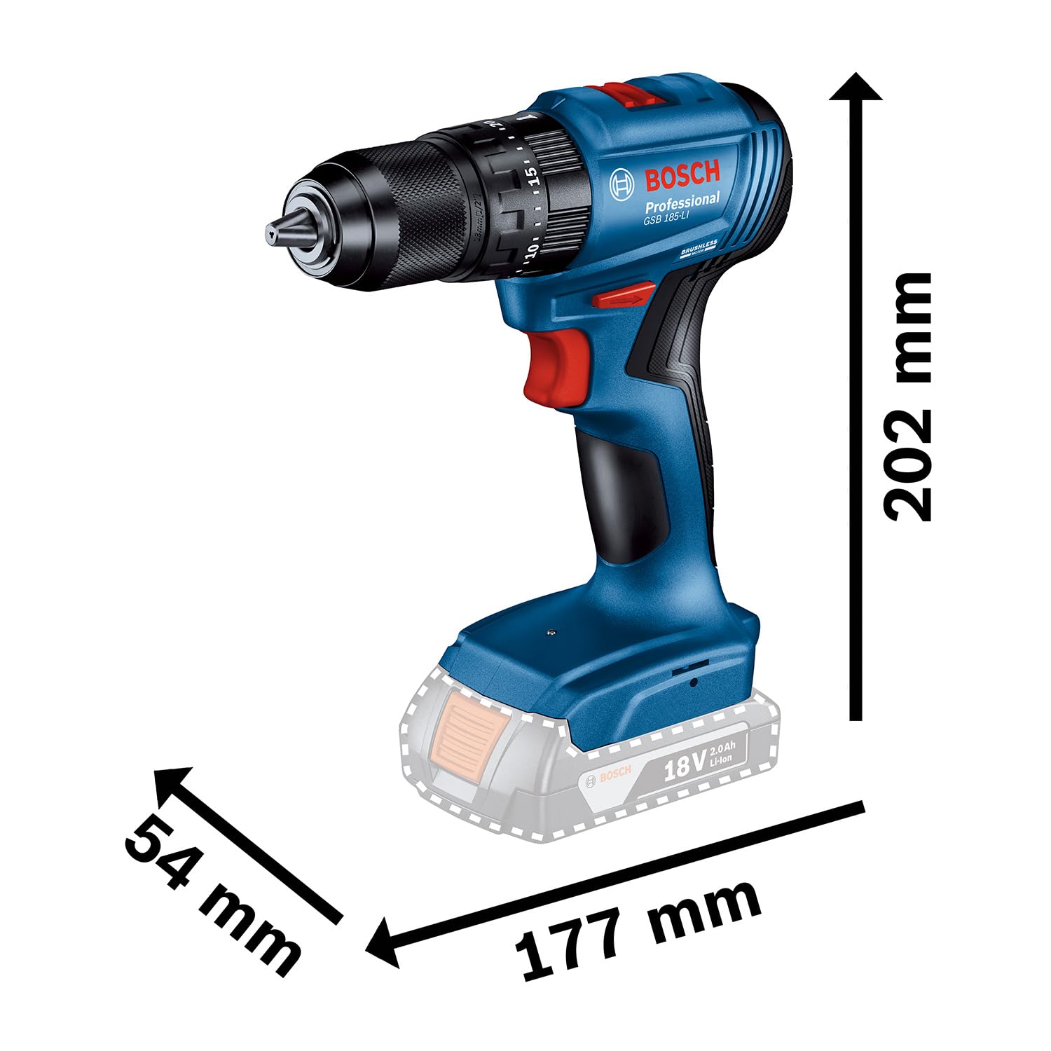 Bosch Professional 18V System Avvitatore con percussione a batteria GDR 18V-215 + Trapano-avvitatore GSB 185-LI (incl. 2 batterie GBA 18V 2.0Ah, caricabatteria GAL 18V-20, valigetta)