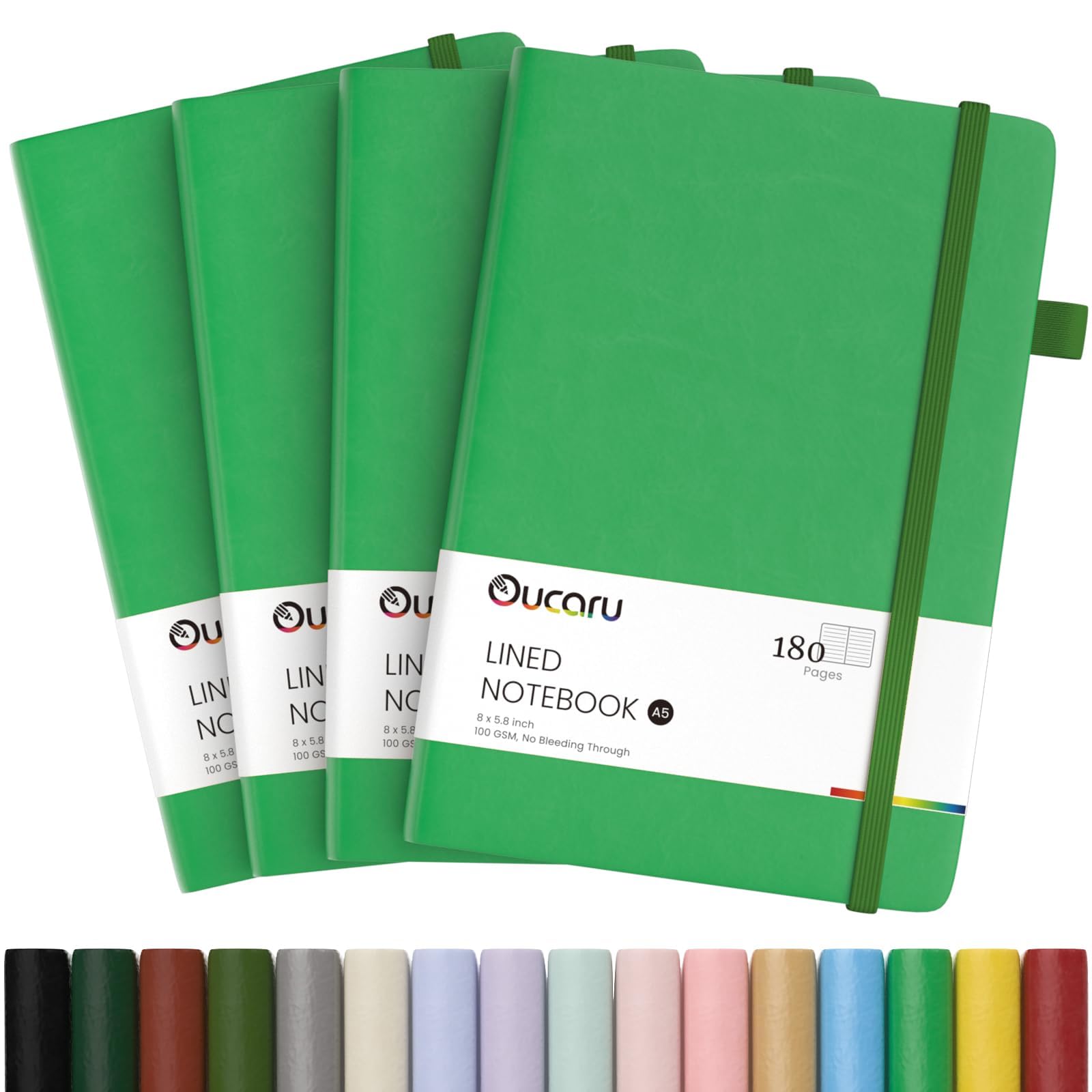 Oucaru Lined Journal Notebook, 4 Pack, 180 Pages, A5 Journals for Writing, 100 GSM Thick Paper, Small Notebooks Daily Journal for Women Men Work, Business, School, Travel Supplies — image 1