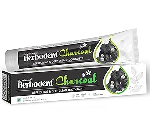 Herbodent Charcoal Toothpaste - 6.53 Oz Pack of 1 | Whitens Teeth & Fresh Breath | No Bleach, No Fluoride | Activated Bamboo Charcoal & Organic Herbs -Wheat Germ Oil, Thyme Oil, Clove Oil