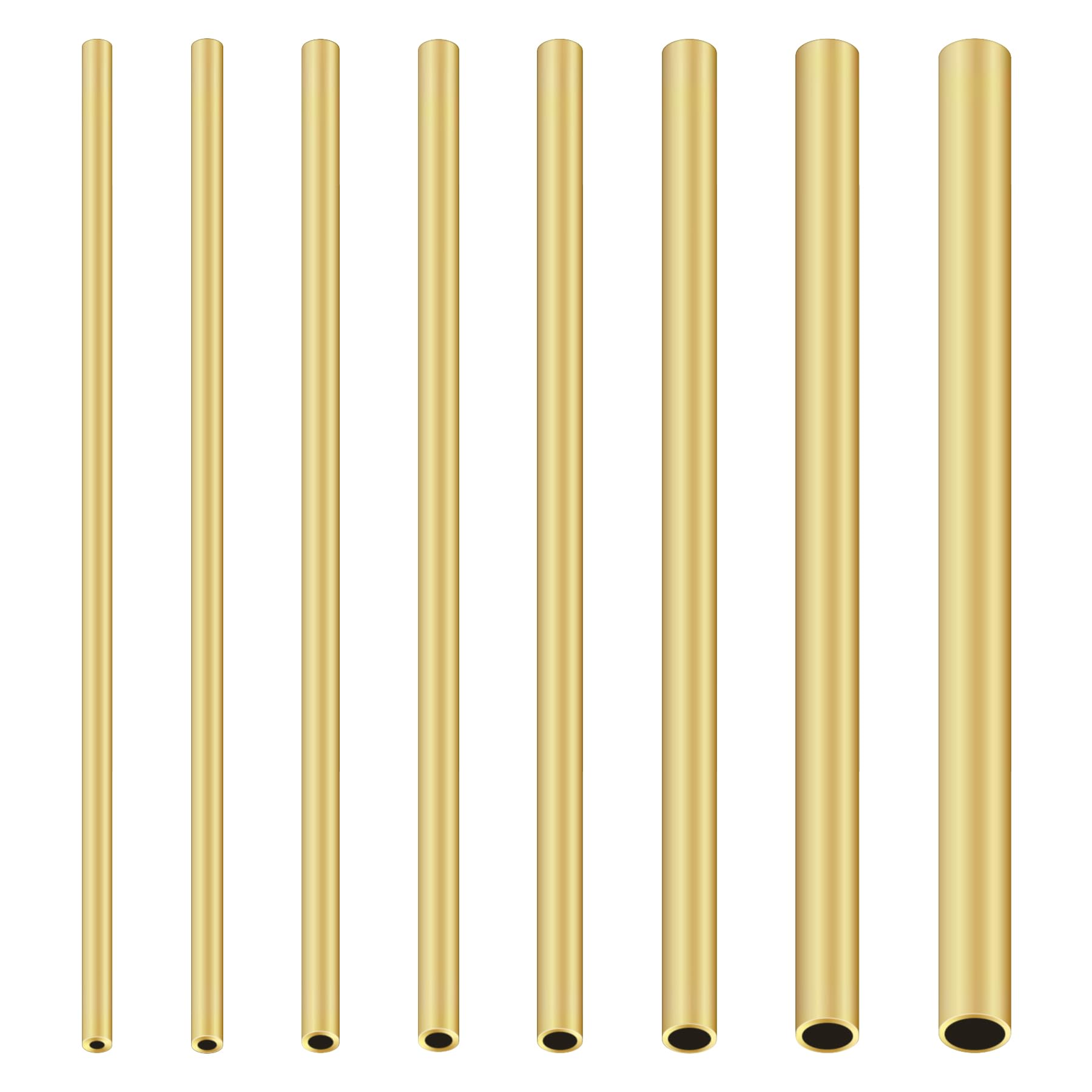 Imeistek Gold Brass Tubes Set,8Pcs Metal Seamless Straight Pipe Tubing,2Mm 2.5Mm 3Mm 3.5Mm 4Mm 4.5Mm 5Mm 6Mm Od X 0.5Mm Wall Thickness 200Mm Length Brass Pipe Tubes