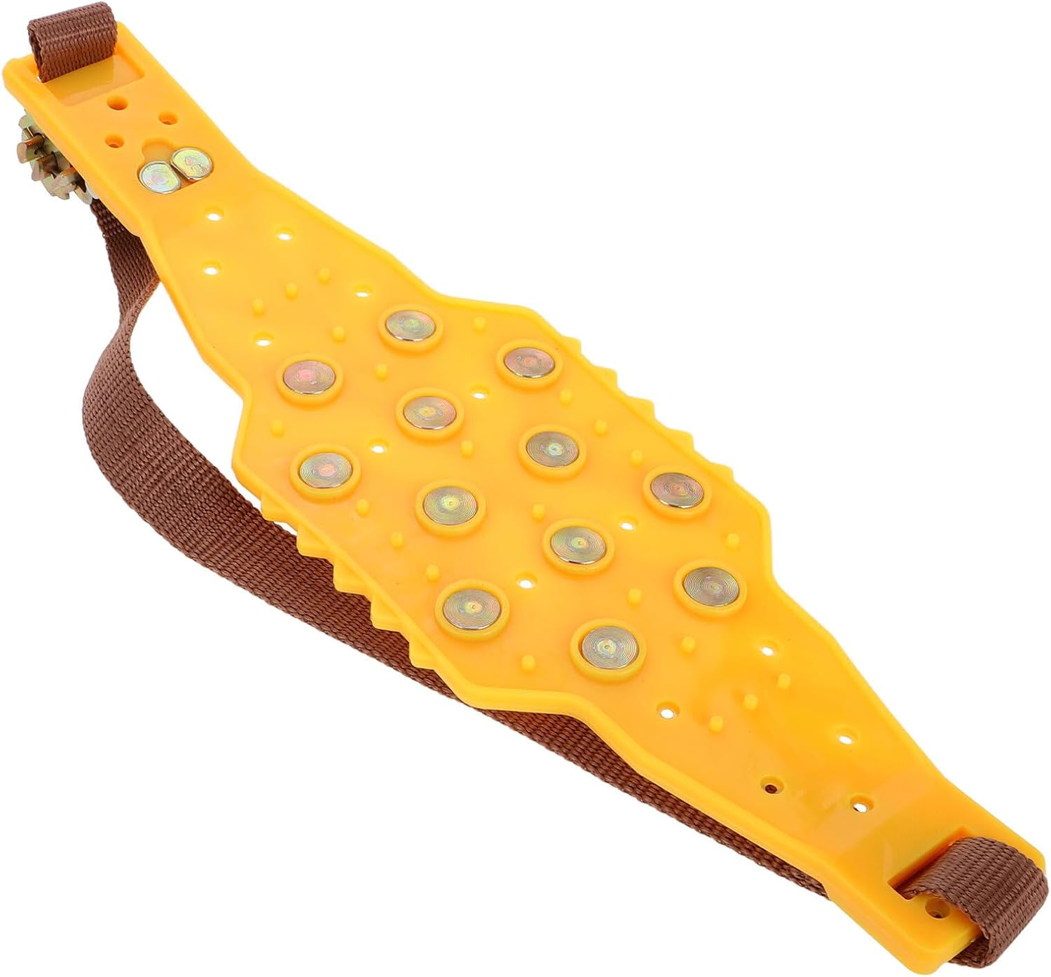 Universal Yellow Metal Snow Chains for Car Suv Tires, Anti-skid Adjustable Tire Cables for Winter Snow, Ice, and Mud Traction, Single Pack Emergency Skid Chain
