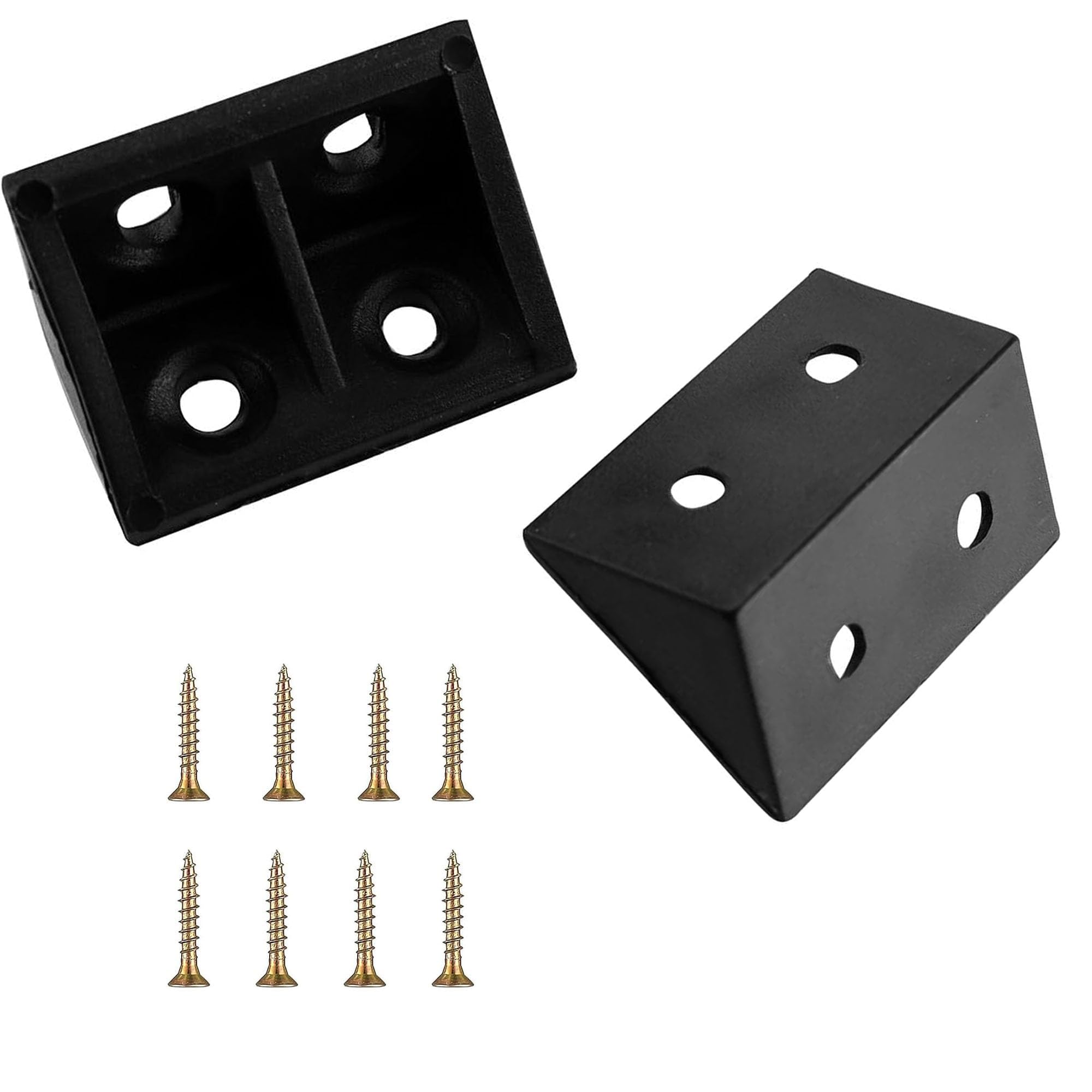 Versa-Mart 2pcs 19x32mm Black L Shape Bracket Plastic Furniture Corner Brace Joint with Color Plated Self-Tapping Screw for Right Angle Corner Joints of Drawers, Windows, Frames, Cabinet - (Black)