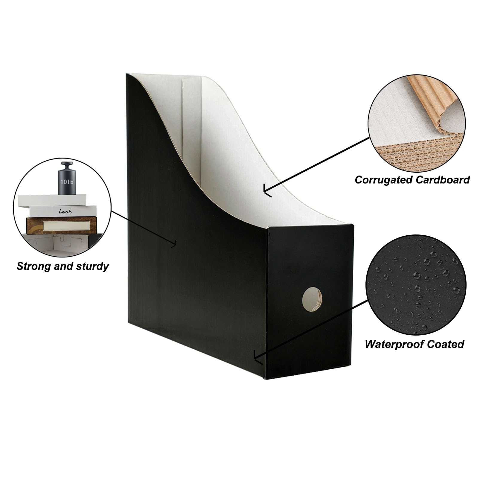 Limitliho Revistero de cartón (paquete de 24), soporte para archivos de revistas para escritorio, contenedores resistentes para libros para aula, organizador vertical de carpetas de archivos,