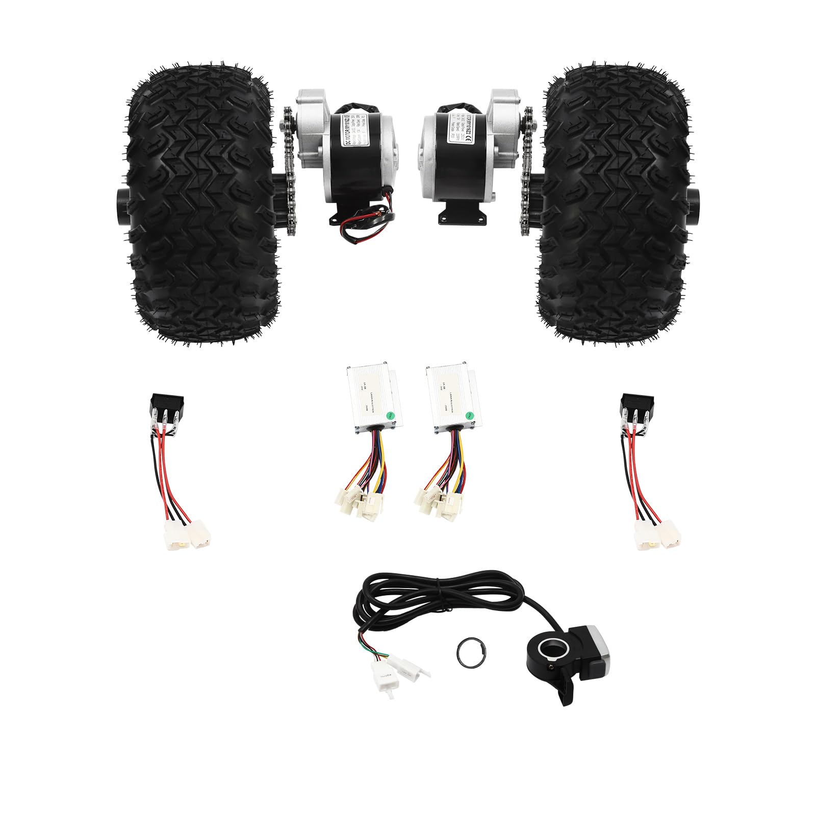 Set di motori a doppia ruota, 24 V, 250 W, per passeggini elettrici, componenti di modifica elettrica Go Kart, motore di azionamento con ruote doppie per passeggino da spiaggia, robusto set di