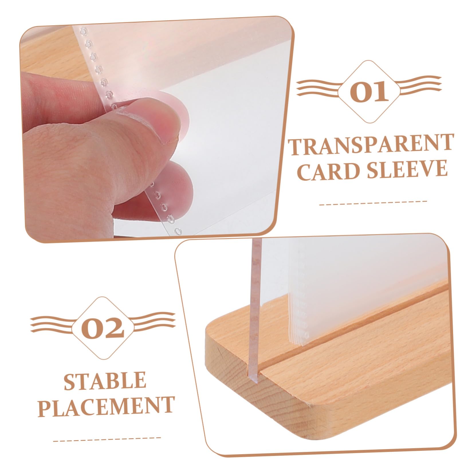 FRCOLOR Expositores de Menús Portacarteles de Acrílico Marco de Acrílico Base de Madera Fundas para Tarjetas