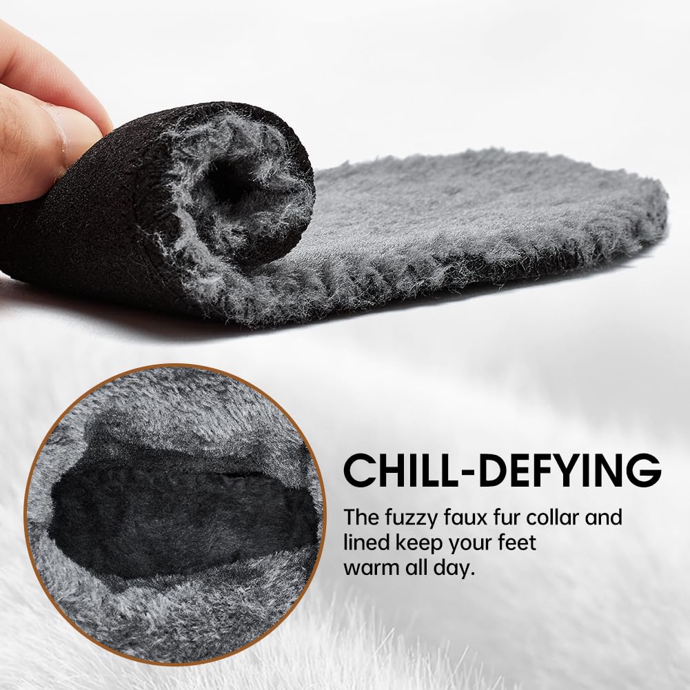 HOBIBEAR Botas de invierno para mujer, cálidas, con forro de piel sintética, botas de nieve para clima frío, para exteriores, resistentes al agua