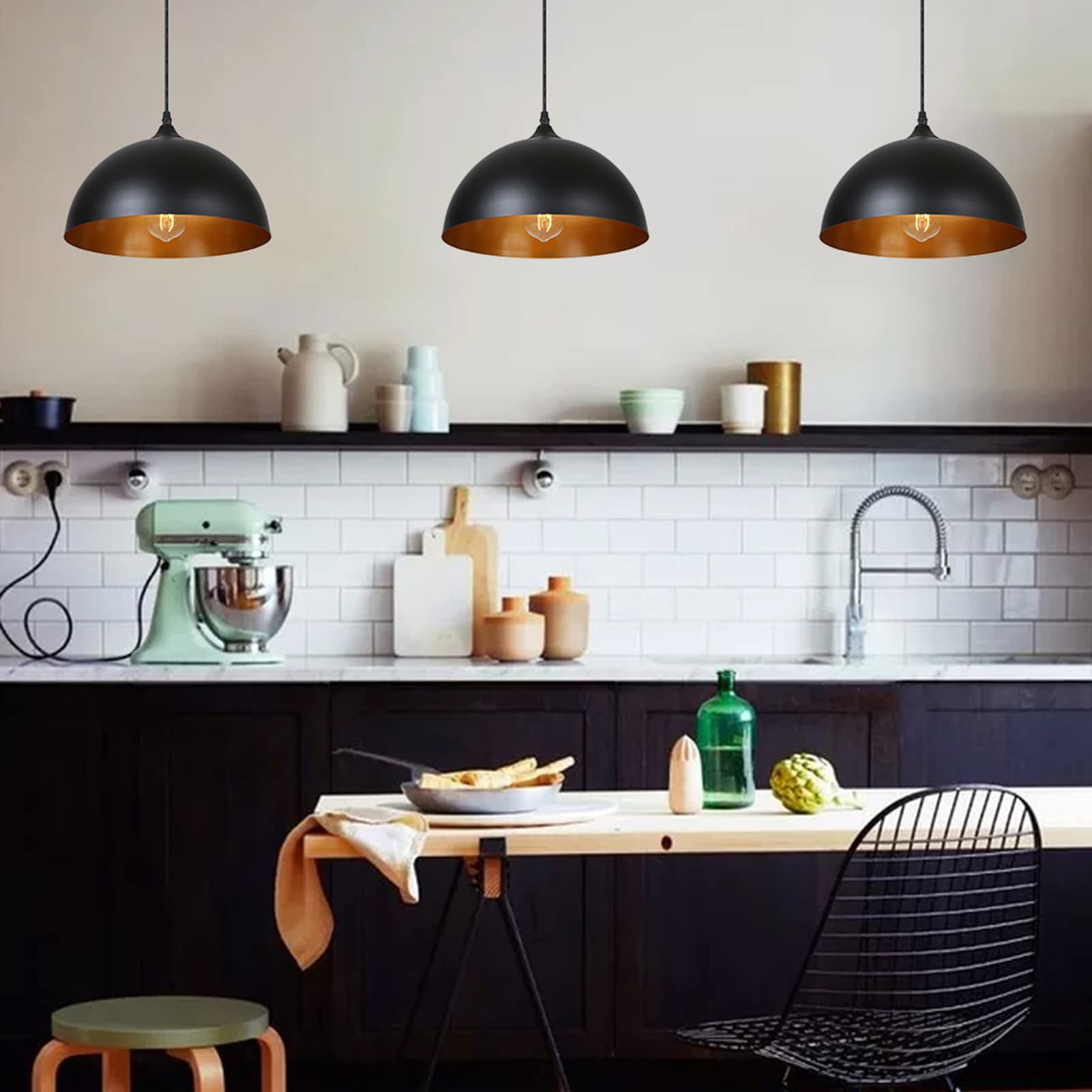 Tomshine Pendente, 2x Lampada a sospensione retrò in metallo, Lampada a sospensione LED vintage industriale, Ø 30cm, bianco (nero)