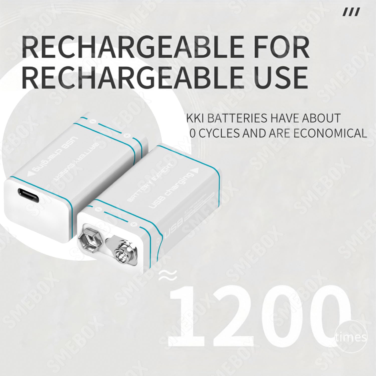 Batterie Ricaricabili da 9V a Tensione Costante Alta Capacità 1000mAh Ricarica USB Type-C Batteria 6F22 6LR61 PP3 per Rilevatori Fumo, Multimetro, Telecomando, Walkie-Talkie (8 pezzi)