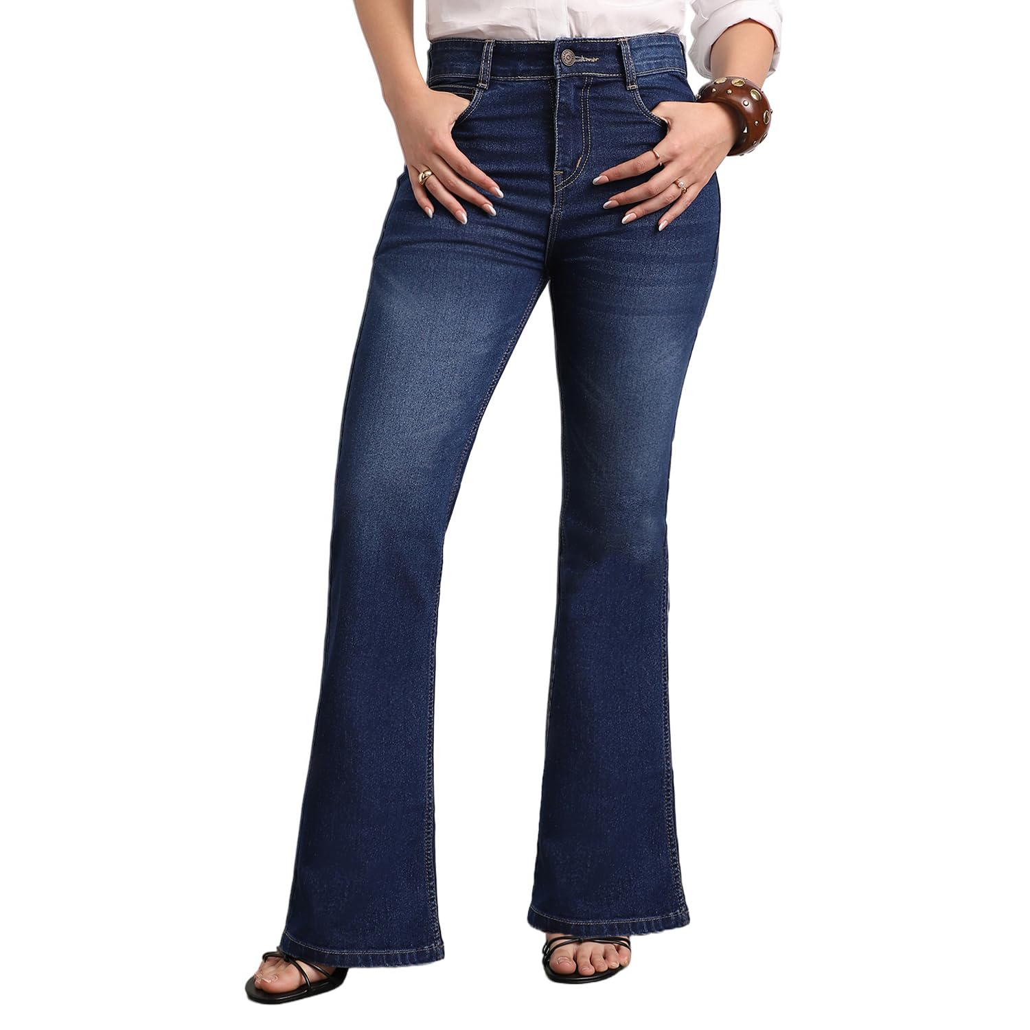 urbano fashion Women's Mid Rise Bootcut Washed Jeans Stretchable-picture-10