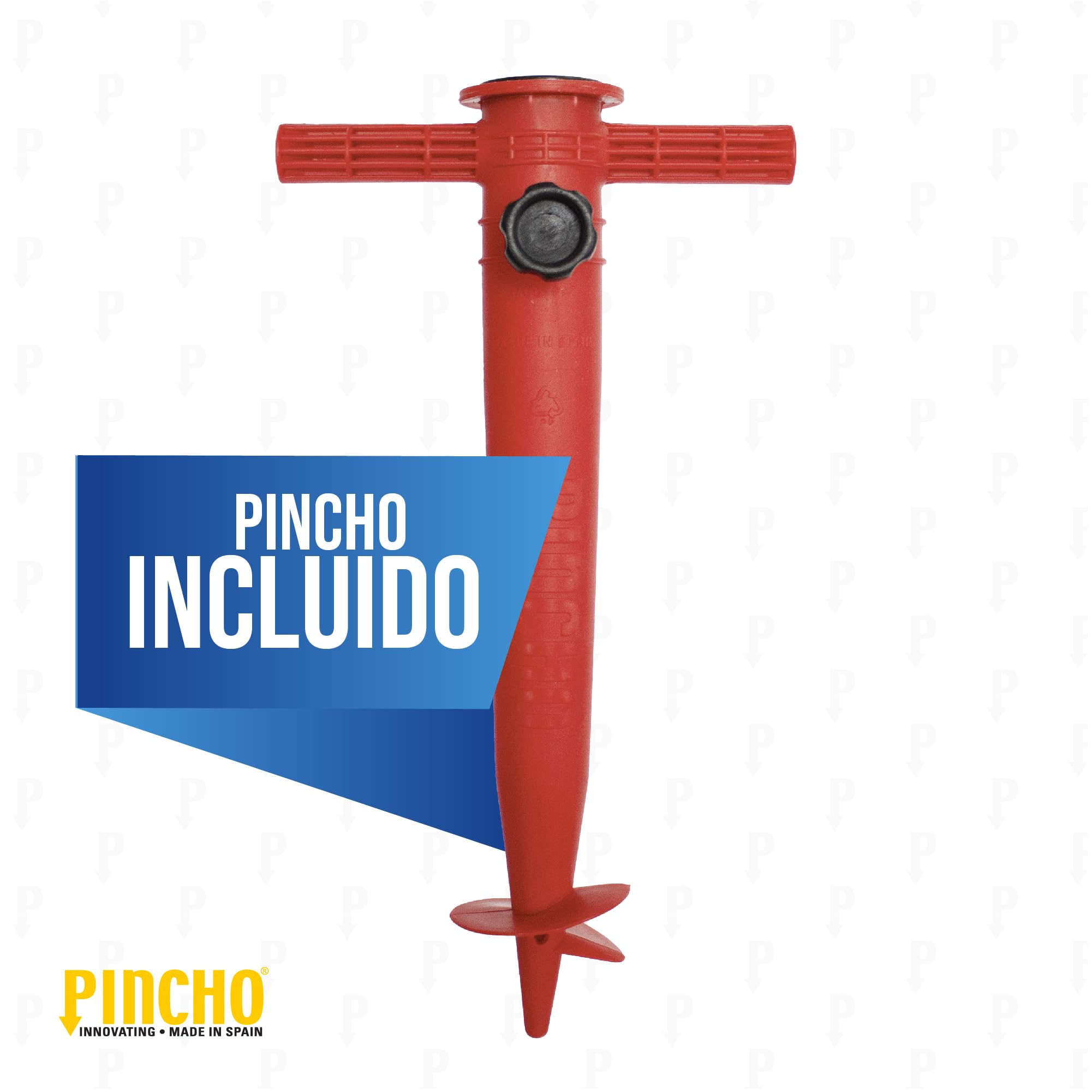 Pincho Parasol de plage 200 cm avec protection UV50+, hauteur réglable, type perçage inclus, 8 baleines anti-vent en fibre de verre, tube aluminium, sac de transport