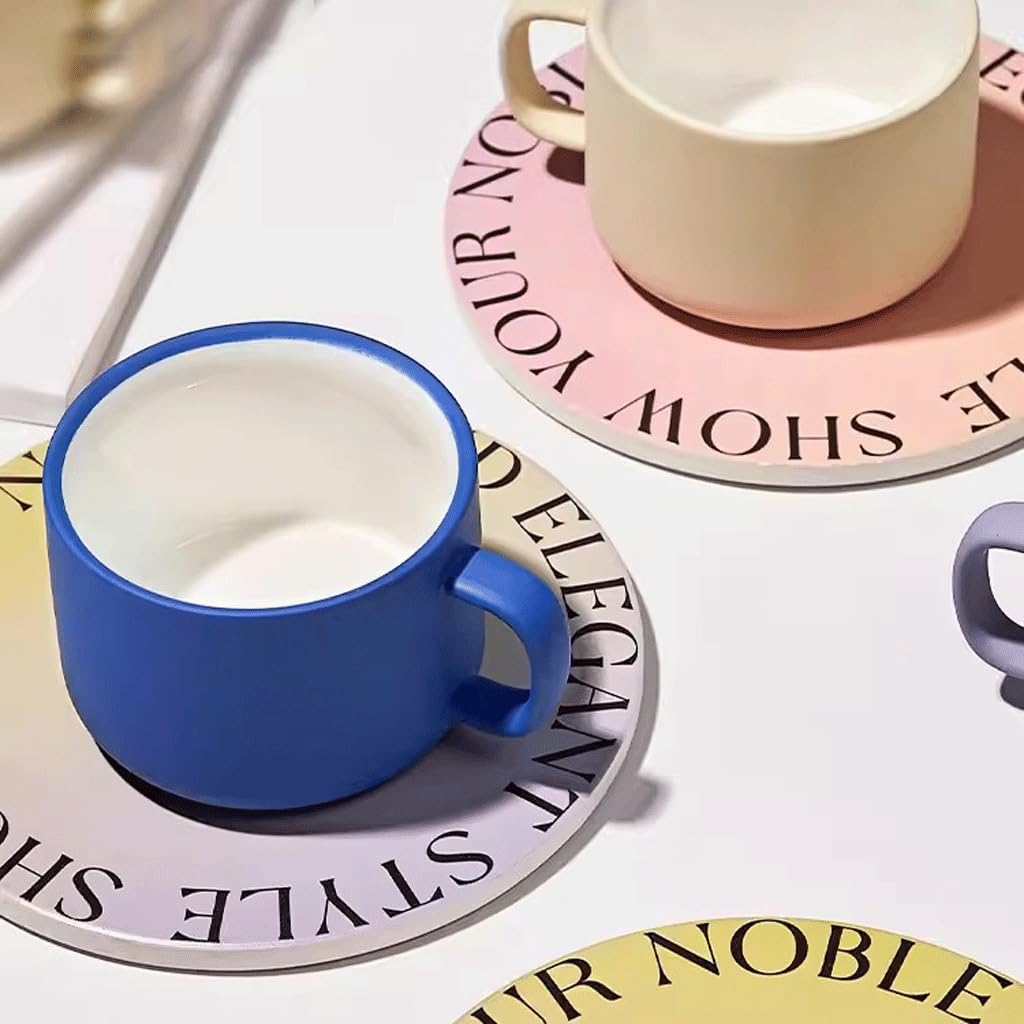 Tazza di Vetro, Tazza da tè, Tazza da caffè in Vetro, Set di Tazze da caffè e piattini, Tazza in Ceramica, Tazza da tè per Ragazze, Tazza da Coppia, Tazza da Ufficio (A)