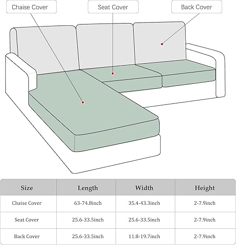Miniatura 6 de Fundas de sofá de 6 piezas para sofá seccional, fundas de sofá, lavables a máquina, funda mágica de alta elasticidad, tela jacquard, fundas de cojín