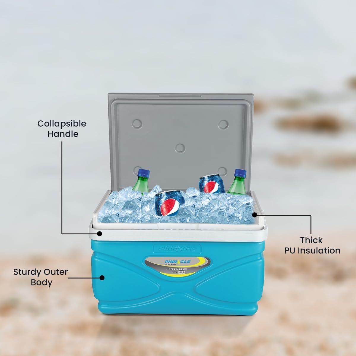 Picnic Cooler – 4.5 Liter Hard Cooler – Coolbox Keeps Contents Cool for 48 Hours – BPA Free Outdoor Cooler – Portable Cooler for Picnics, Grill, Camping (Orange)