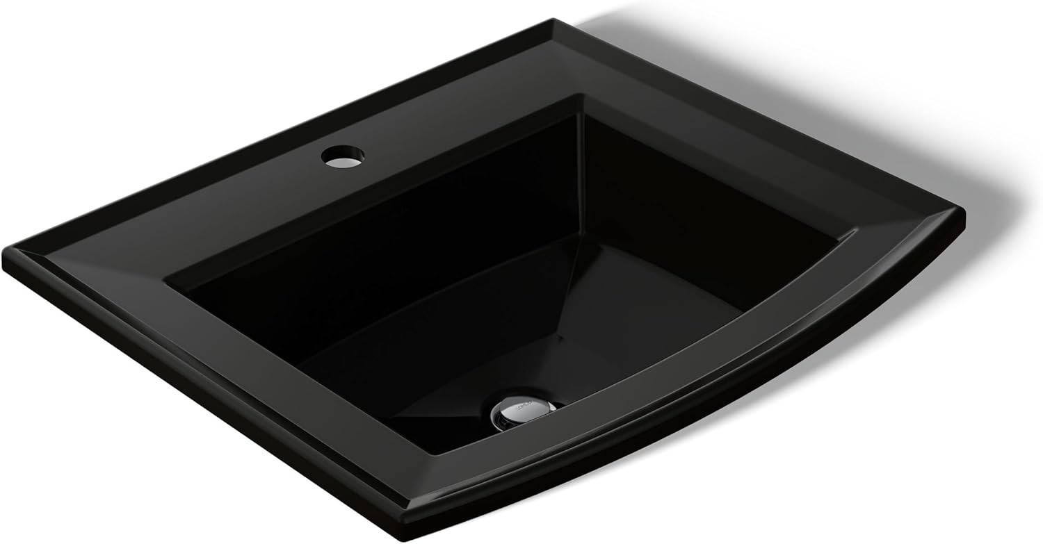 Kohler 2356-1-7 Archer® 22-3/4" rectangular drop-in bathroom sink, Black Black